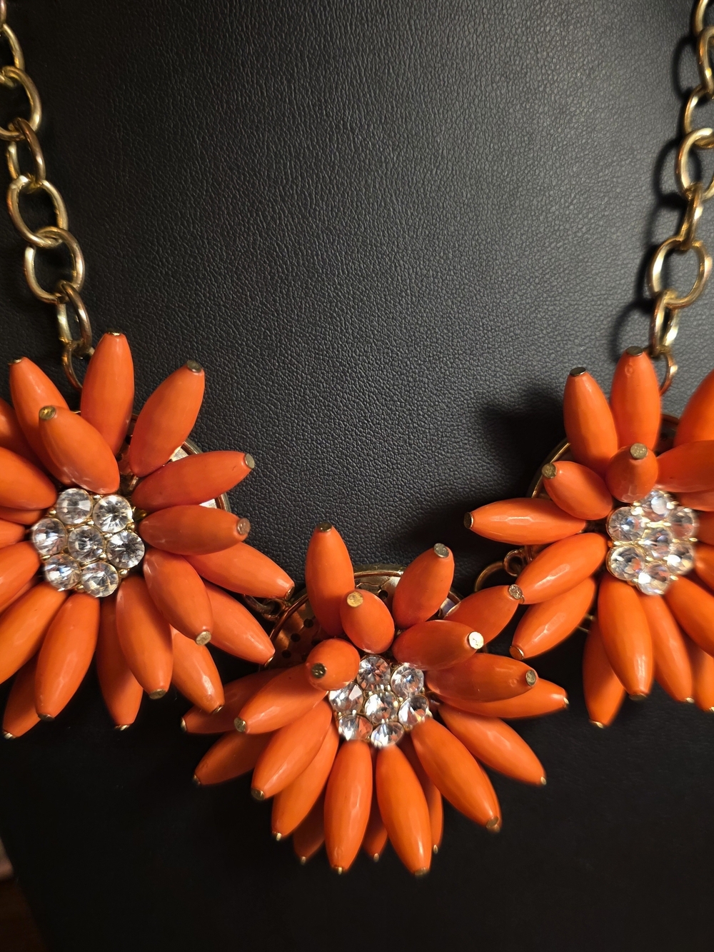 Bold Orange Floral Statement Necklace